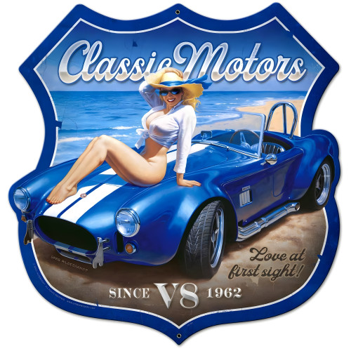 Classic Motors Shield Metal Sign - 26" x 27"