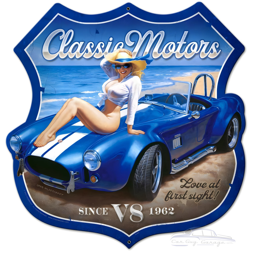 Classic Motors Shield Metal Sign - 26" x 27"