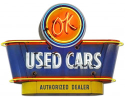 1950's OK Used Cars Metal Sign - 30" x 23"