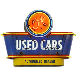 1950's OK Used Cars Metal Sign - 30" x 23"