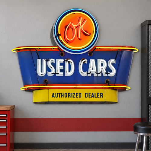 1950's OK Used Cars Vintage Automotive Metal Sign - 30" x 23"