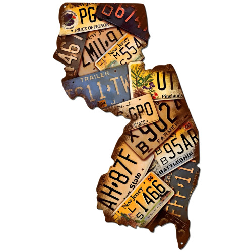 New Jersey License Plates Metal Sign - 18" x 36"