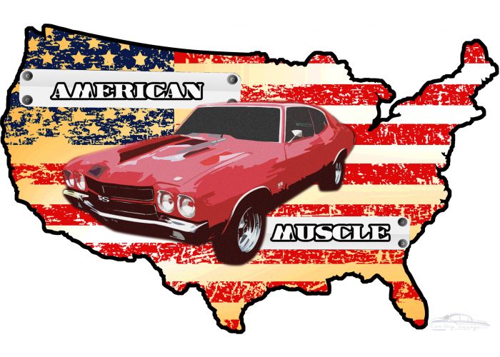 3D American Muscle Map - 30" x 20"