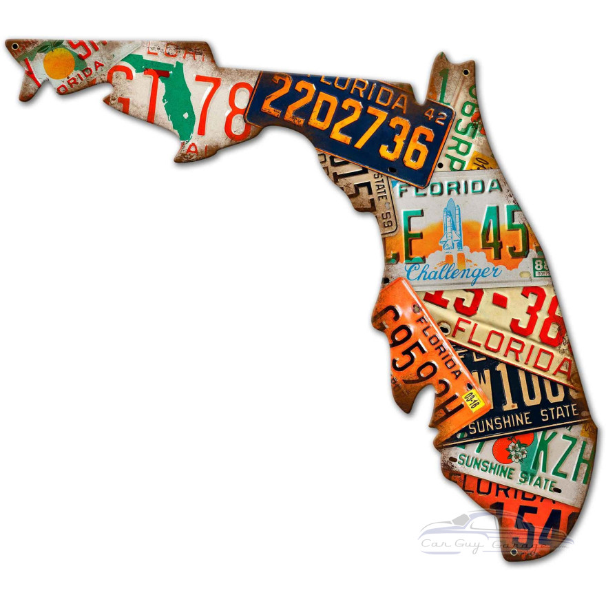 Florida License Plates Metal Sign - 30" x 23"