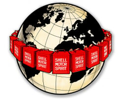 Around the World Shell Metal Sign - 28" x 25"