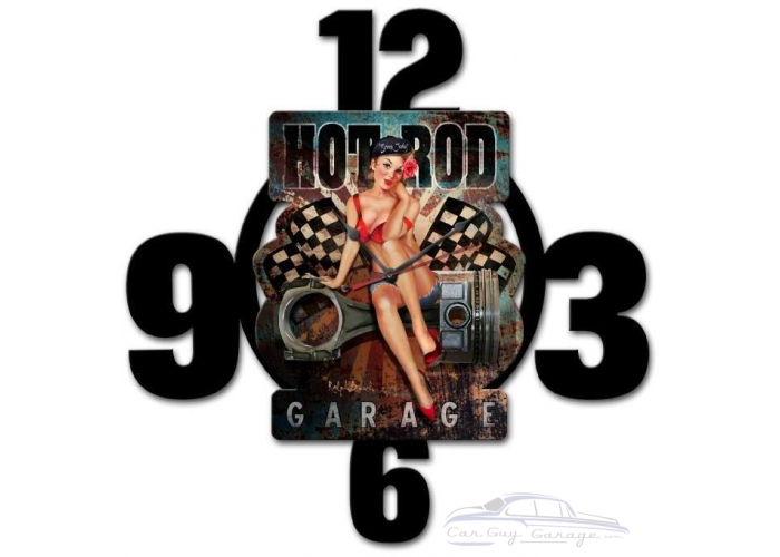 Hot Red Garage Layered Clock