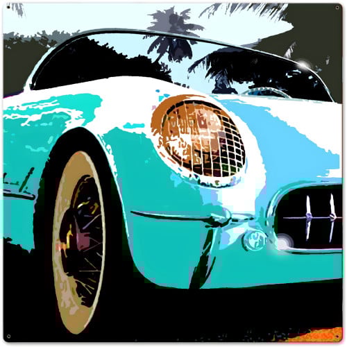 Corvette Square Blue Metal Sign - 24" x 24"