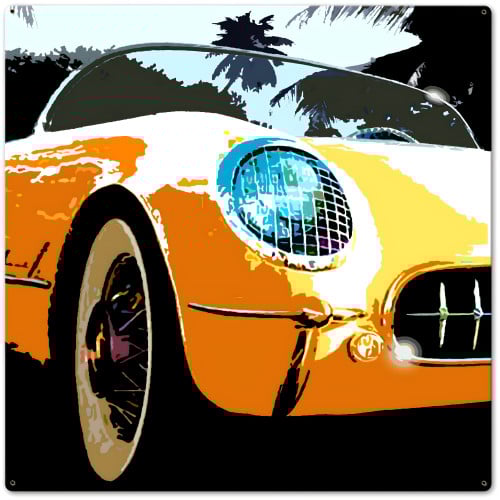 Corvette Square Yellow Metal Sign - 24" x 24"
