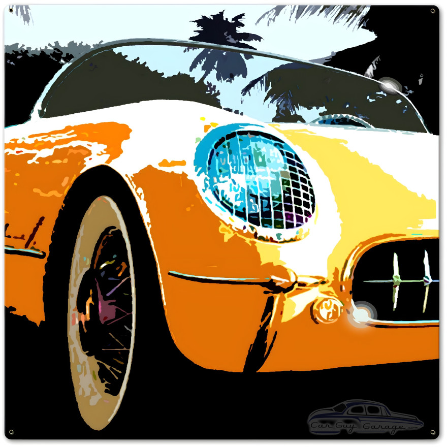 Corvette Square Yellow Metal Sign - 24" x 24"