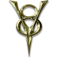 1930 V-8 Gold Cutout Metal Sign - 20" x 28"