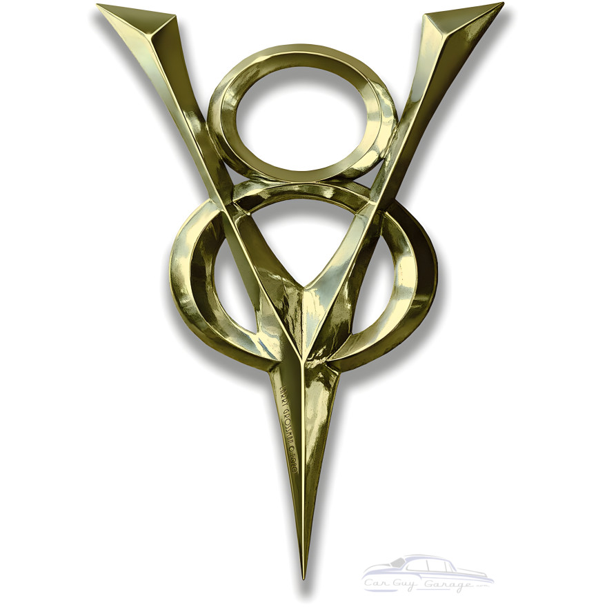 1930 V-8 Gold Cutout Metal Sign - 20" x 28"