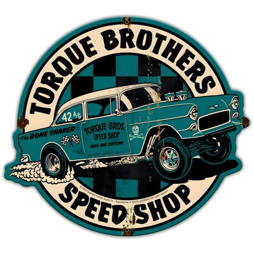 Torque Bros 55 Chevy Gasser Metal Sign - 24" x 22"