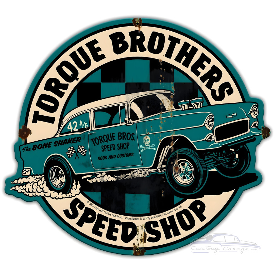 Torque Bros 55 Chevy Gasser Metal Sign - 24" x 22"