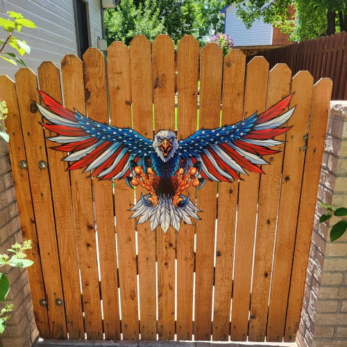Eagle with US Flag Wing Spread Metal Sign - 29" x 18"