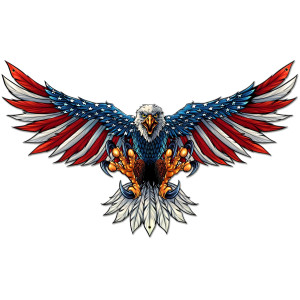 Eagle with US Flag Wing Spread Metal Sign - 29" x 18"