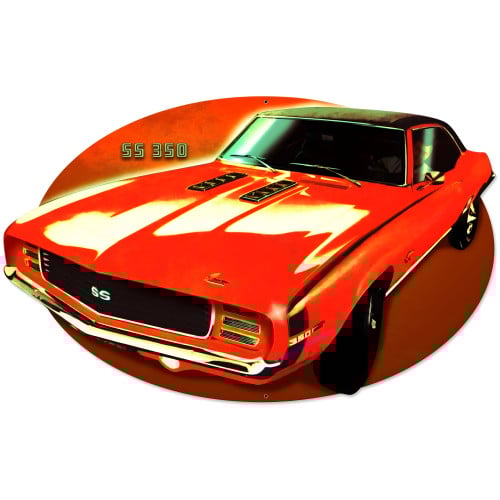 SS 350 Camaro Cutout Metal Sign - 29" x 18"