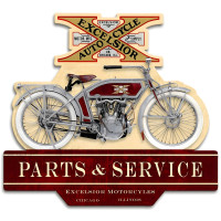 Double Sided Excelsior Motorcycle Metal Sign - 17" x 16"