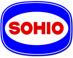 Sohio Blue 26 x 20 Custom Shape Metal Sign