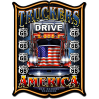 Truckers Drive America Metal Sign - 18" x 24"
