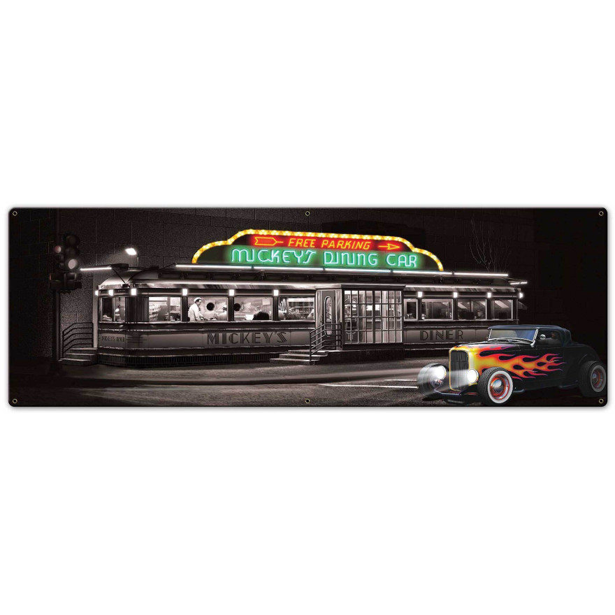 Mickey's Diner Metal Sign - 36" x 12"