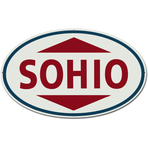 Sohio Red Custom Shape Metal Sign - 28" x 17"
