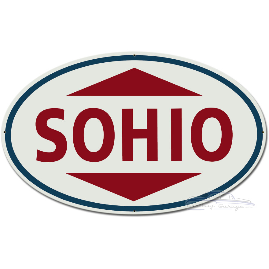 Sohio Red Custom Shape Metal Sign - 28" x 17"