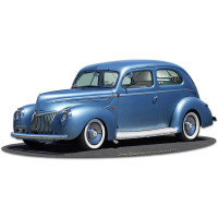 1939 Rod Sedan Rt 66 Metal Sign - 30" x 14"