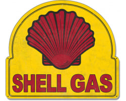 Shell Gas Square Oval Grunge Metal Sign - 22" x 18"