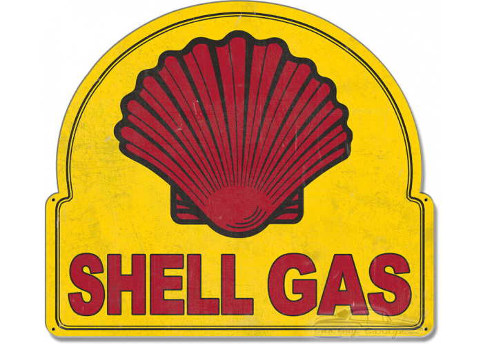 Shell Gas Square Oval Grunge Metal Sign