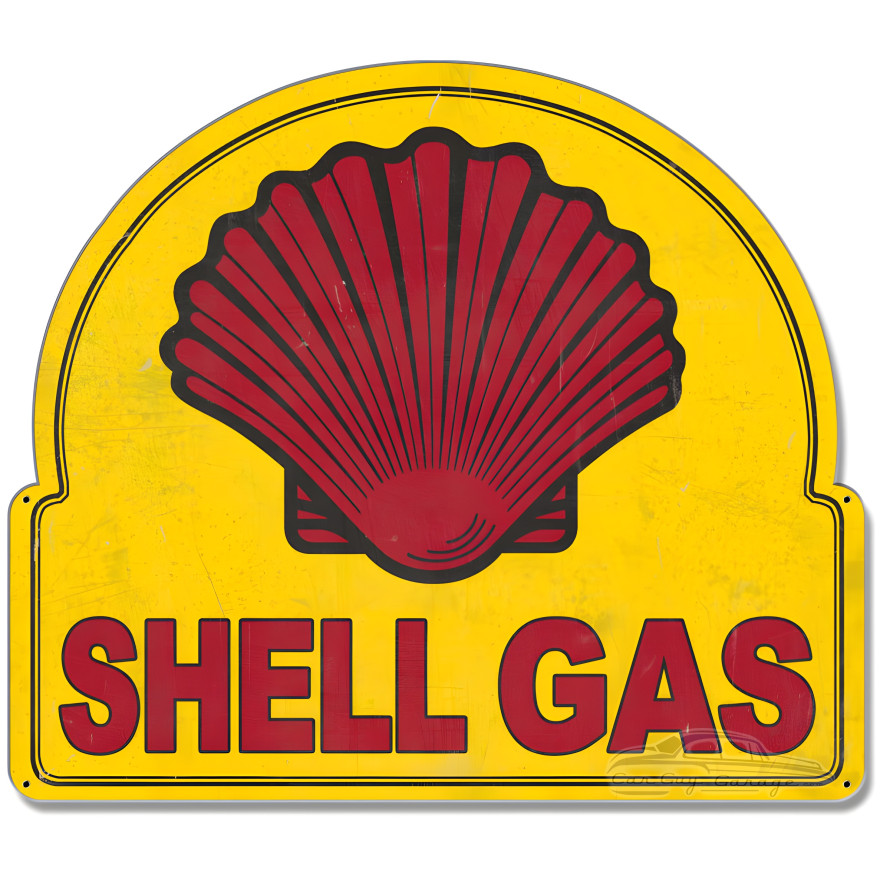 Shell Gas Square Oval Grunge Metal Sign - 22" x 18"