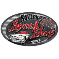 Speed Shop Personalized Metal Sign - 24" x 14"