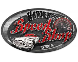 Speed Shop Personalized Metal Sign - 24" x 14"