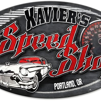 Personalized Metal Garage Sign - Speed Shop Art
