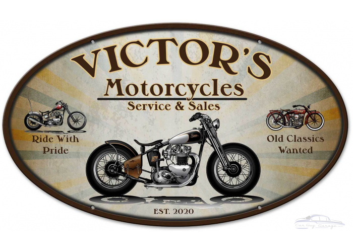 Motorcycle Sales Repair Personalized Metal Sign - 24" x 14"