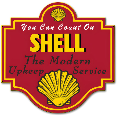 Shell the Modern Upkeep Service Metal Sign - 20" x 19"