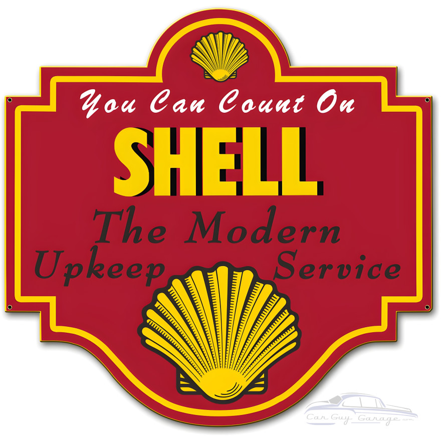 Shell the Modern Upkeep Service Metal Sign - 20" x 19"