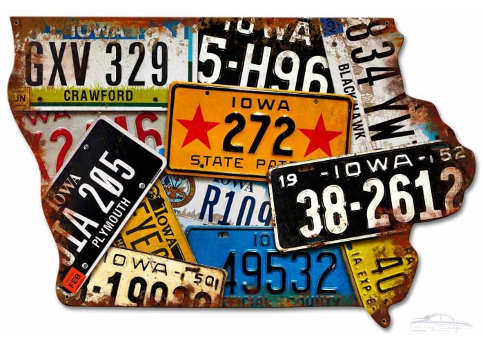Iowa License Plates Metal Sign - 24" x 16"