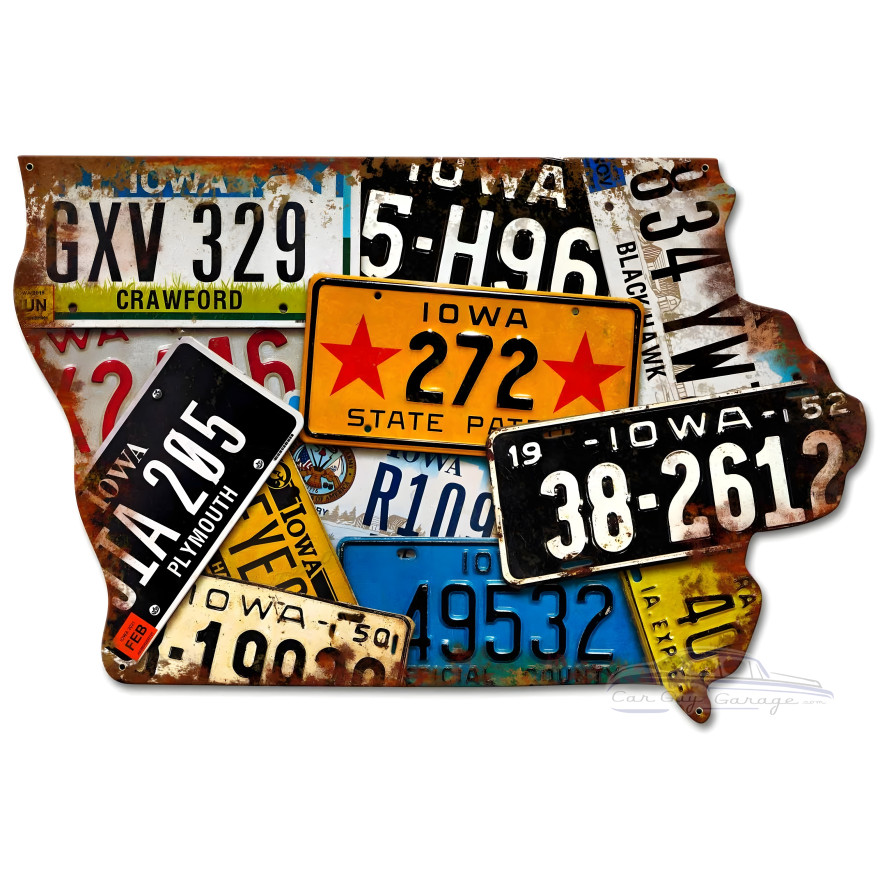 Iowa License Plates Metal Sign - 24" x 16"