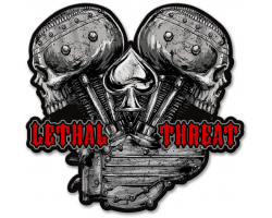 Leth202 - Lethal Threat V Twin Skulls Metal Sign