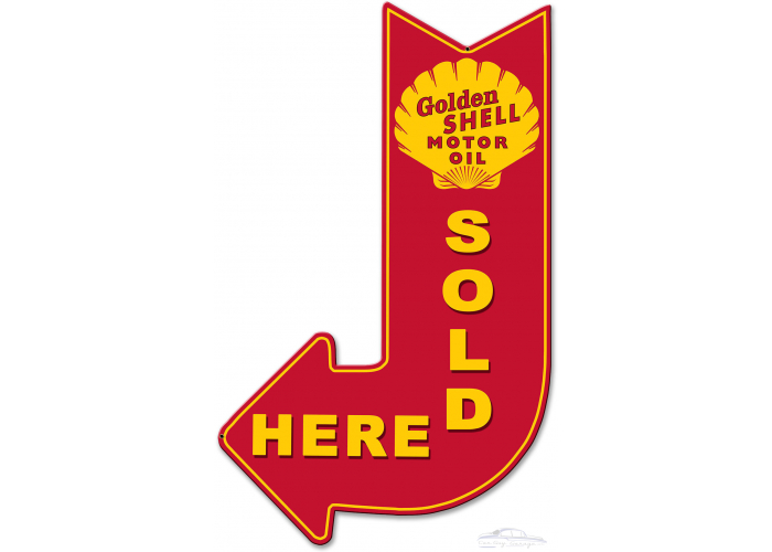 Shell Motor Oil Sold Here Arrow Metal Sign