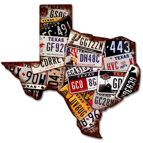 Texas License Plates Metal Sign - 19" x 19"