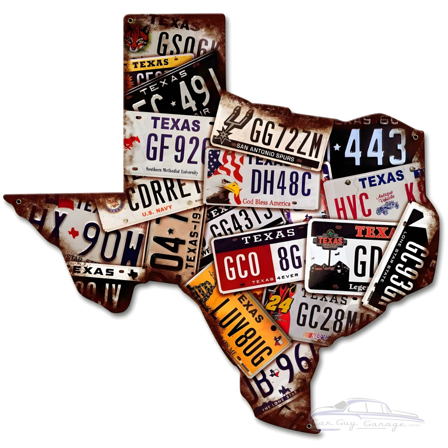 Texas License Plates Metal Sign - 19" x 19"