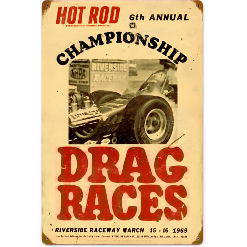 Championship Drag Races Metal Sign - 16" x 24"