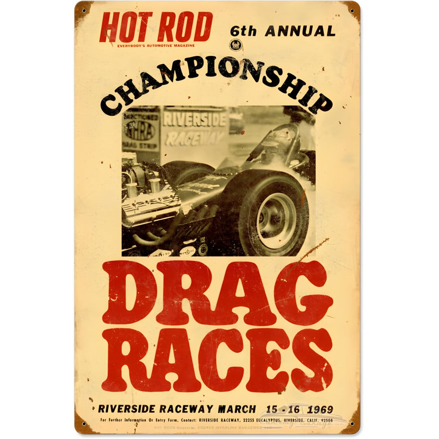Championship Drag Races Metal Sign - 16" x 24"