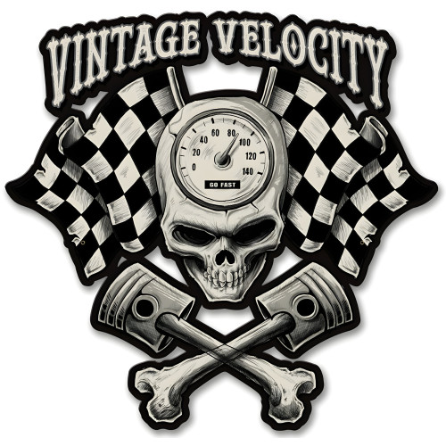 Leth200 - Vintage Velocity Skull Flags Metal Sign