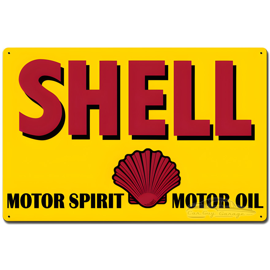 Motor Spirit Motor Oil Shell Metal Sign - 24" x 16"