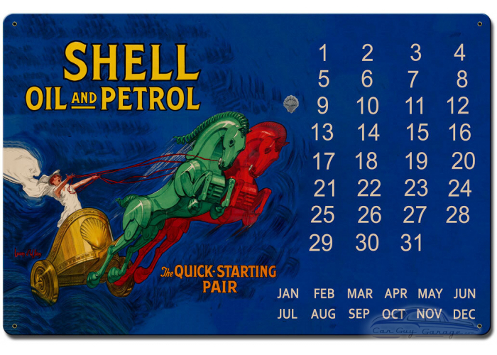Shell Oil Petrol Quick Starting Pair Metal Sign - 16" x 24"