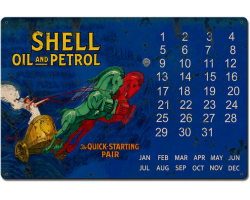 Shell Oil Petrol Quick Starting Pair Grunge Metal Sign - 16" x 24"