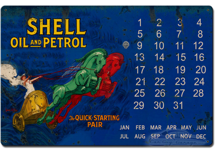 Shell Oil Petrol Quick Starting Pair Grunge Metal Sign