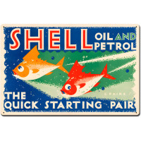 The Quick Starting Pair Shell Oil Fish Metal Sign - 24" x 16"